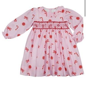 Cecil and Lou Pink Smocked Candy Cane Dress